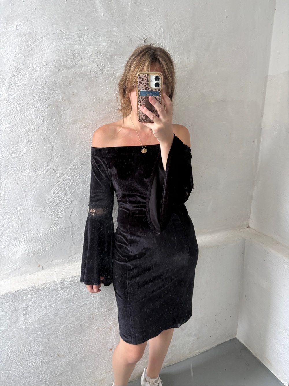 Yoana Baraschi Velvet Off-The-Shoulder Body Dress
